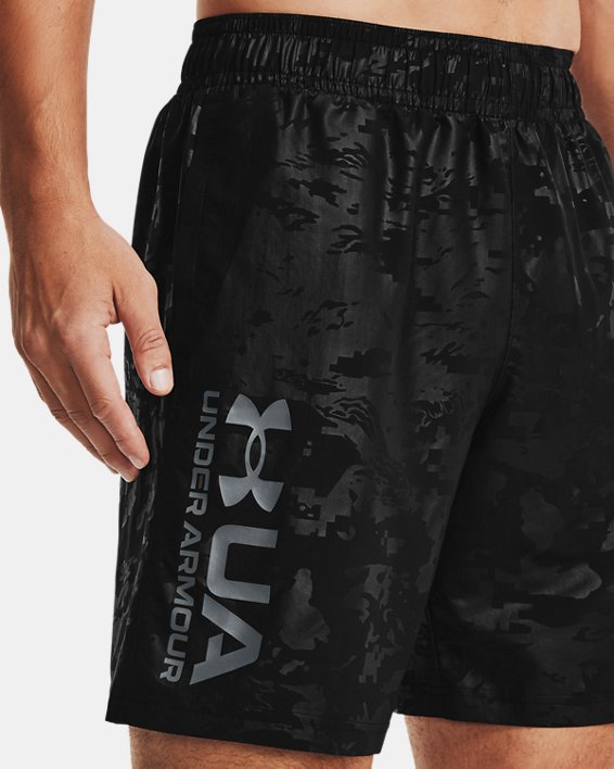 Men's UA Woven Emboss Shorts in Black image number 3